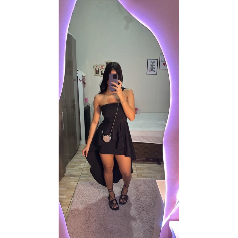 Black Strapless Sheath High-Low Short Party Dress Homecoming Dress DP3928