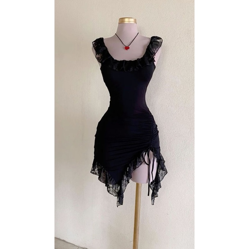 Black Straps Sheath Lace Short Party Dress Mini Birthday Outfits, DP4020