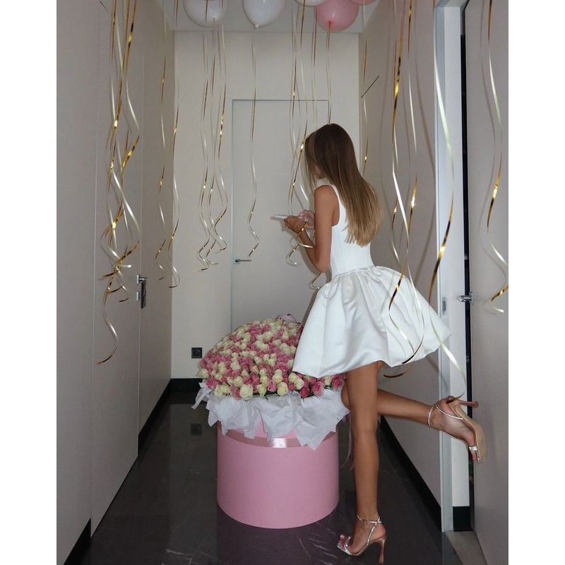 White Straps A-Line Short Birthday Dress Homecoming Dress, DP4091