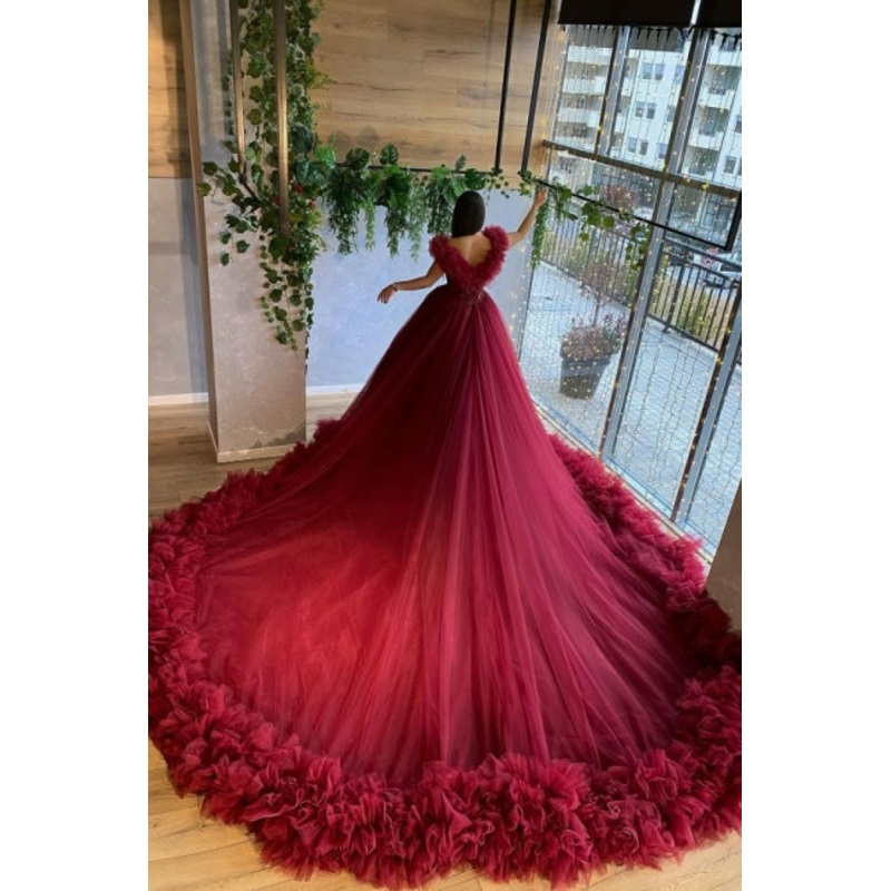 A line red wedding dress | Order cheap wedding dresses,DS4610