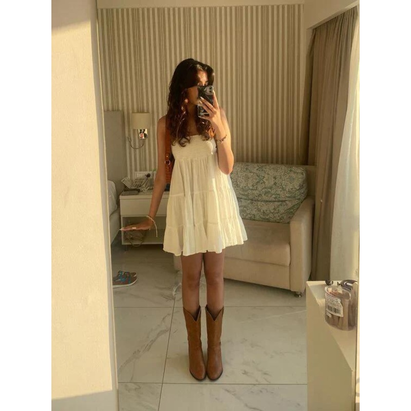 White Strapless A-Line Short Summer Dress Homecoming Dress, DP3256