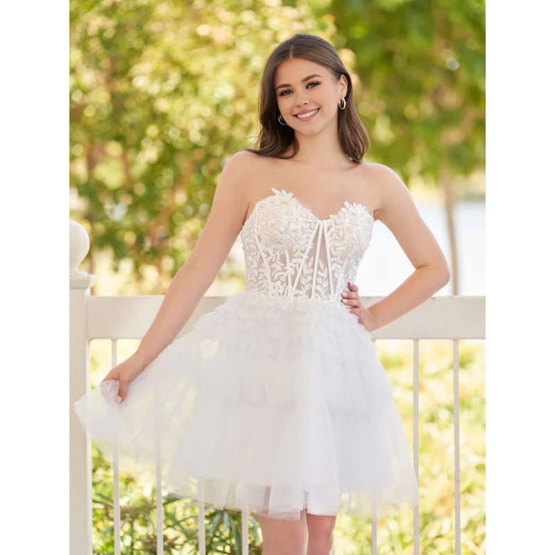 Aimishang A-Line Graduation Dresses Sweetheart White Lace Short Homecoming Dress