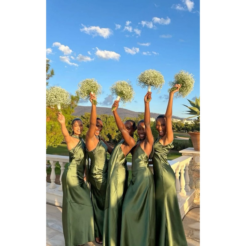 Elegant Green Halter Backless Sheath Long Party Dresses Bridesmaid Dresses, DP5480