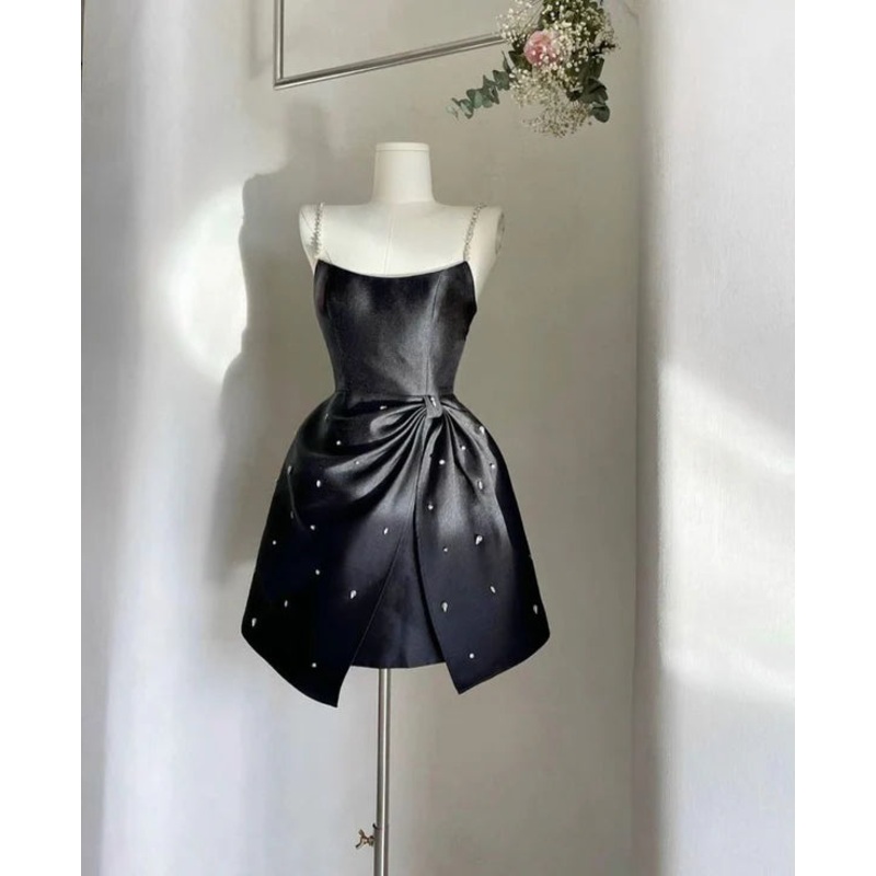 Black Straps Beading Short Party Dress Mini Homecoming Dress Wholesale