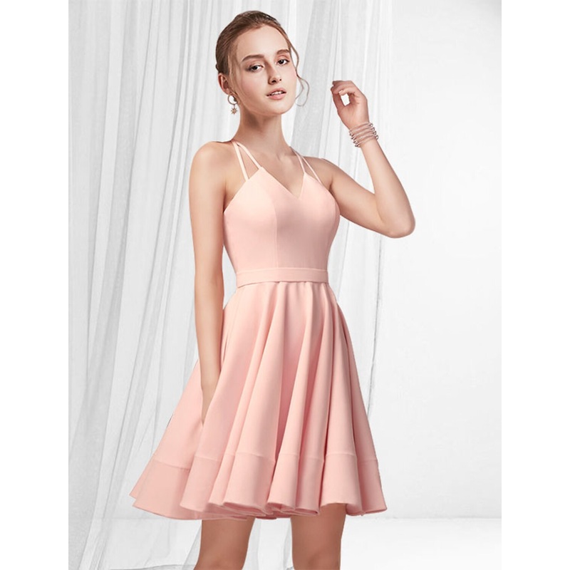 Aimishang A-Line Cocktail Dresses Reformation Amante Dress Homecoming Short / Mini Sleeveless Spaghetti Strap Satin with Pleats