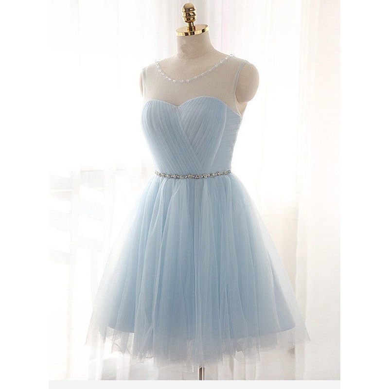 Aimishang A-Line Tulle Scoop Sleeveless Short/Mini With Beading Dresses
