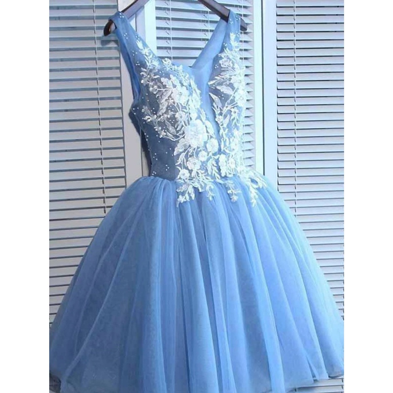 Aimishang A-Line Homecoming Dresses Color Block Dress Graduation Short / Mini Sleeveless V Neck Tulle with Appliques