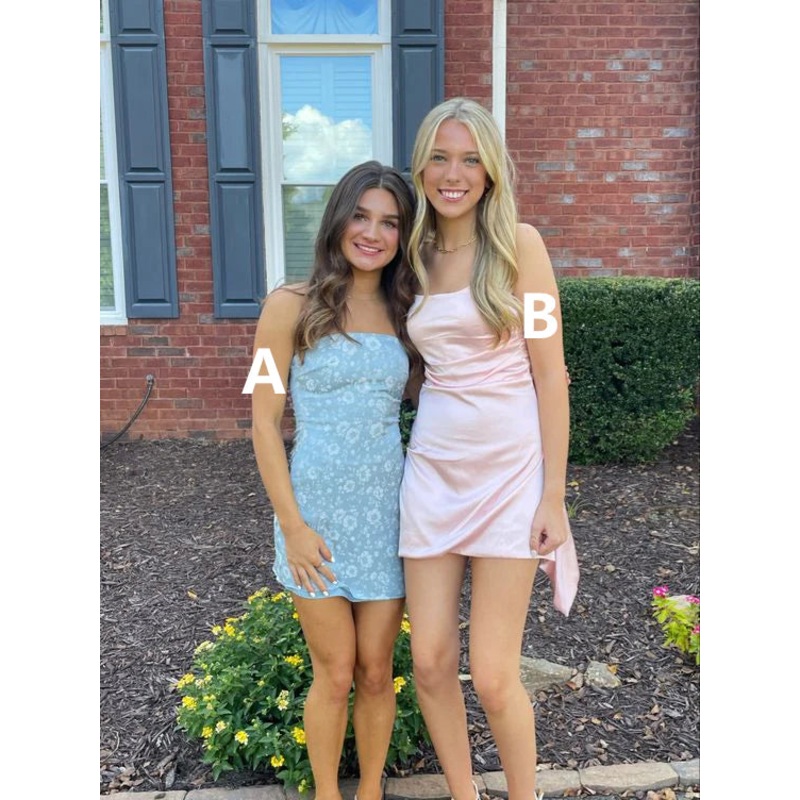 Lovely Blue Strapless Satin Cute Homecoming Dress Off Shoulder Party Dress Formal Dress Wholesale