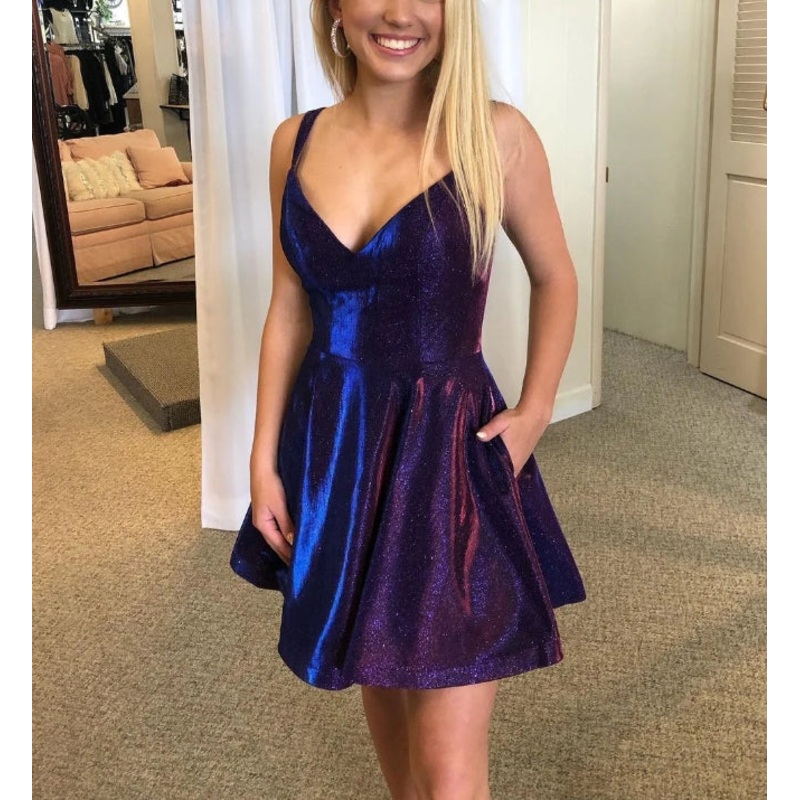 Simple Navy Blue A-line Short Homecoming Dress Charming Party Dress Wholesale