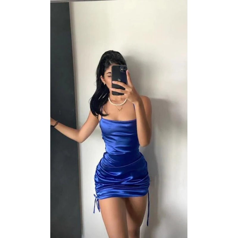 Wholesale Ruched Sexy Straps Blue Short Party Dress Charming Homecoming Dress