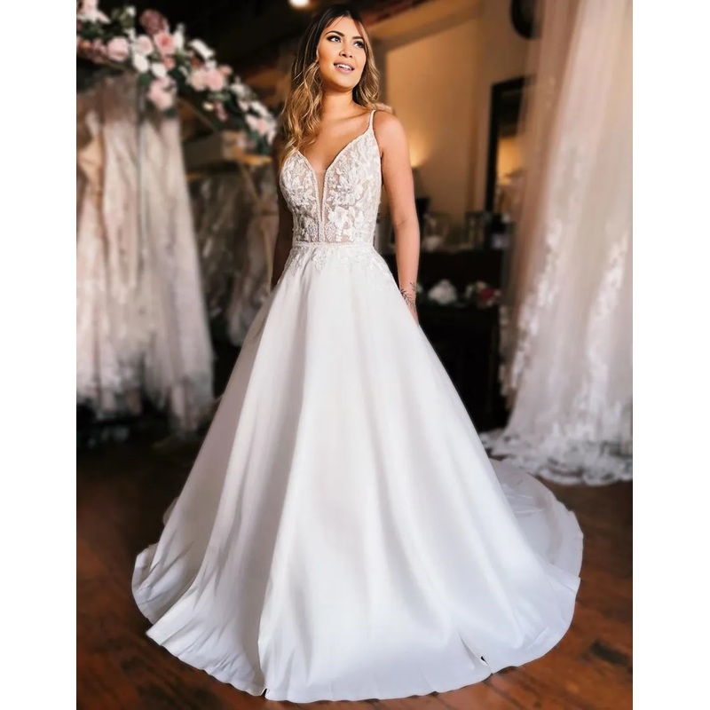 Aimishang Wedding Dress A-Line Spaghetti Straps Open Back