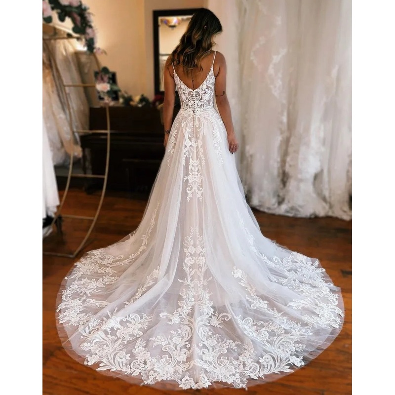Aimishang Wedding Dress A-Line Train With Appliques And Split