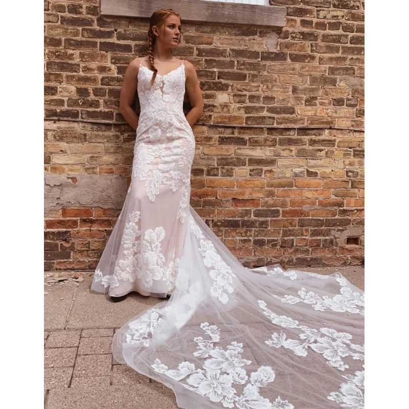 Aimishang Wedding Dress Mermaid Spaghetti Straps Chapel Train With Appliques