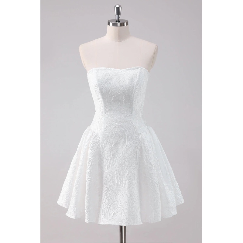 Aimishang Elegant Short Homecoming Dress Simple White A Line Strapless Corset