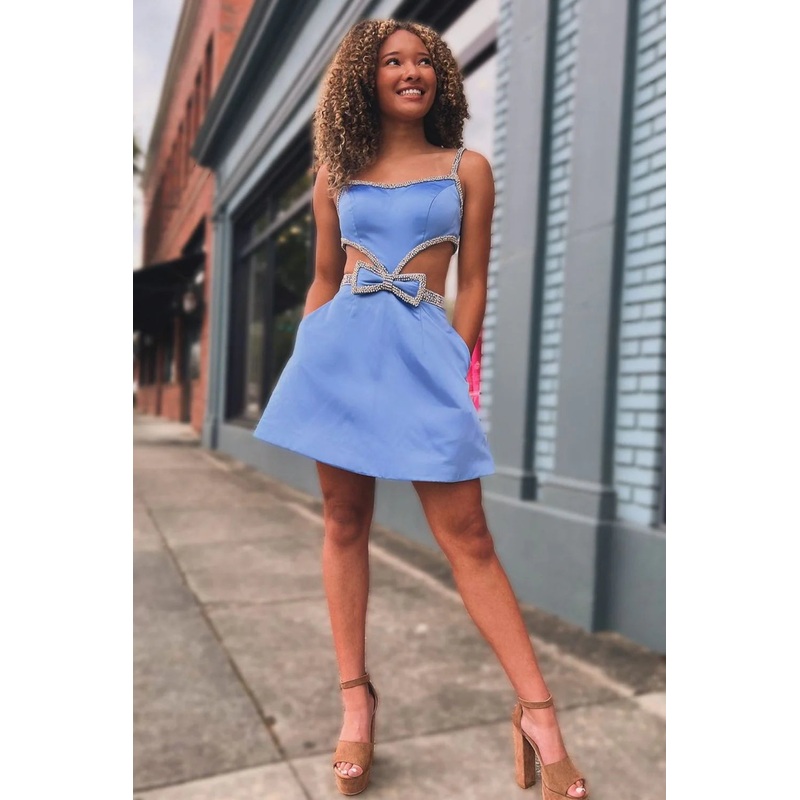 Aimishang Homecoming Dress A-Line Spaghetti Straps With Bowknot and Beading Pretty