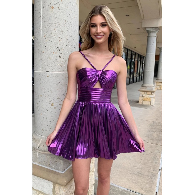 Aimishang Homecoming Dress Gold A-Line Halter Neck Short Metallic