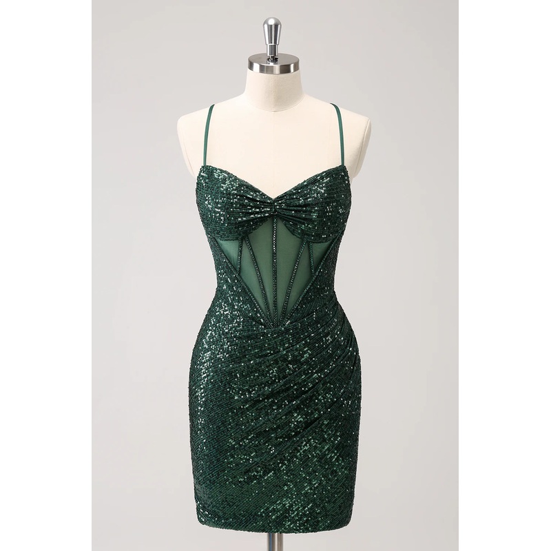 Aimishang Homecoming Dress Stylish Sparkly Unique Pink Tight Sequin Corset with Lace Up Back