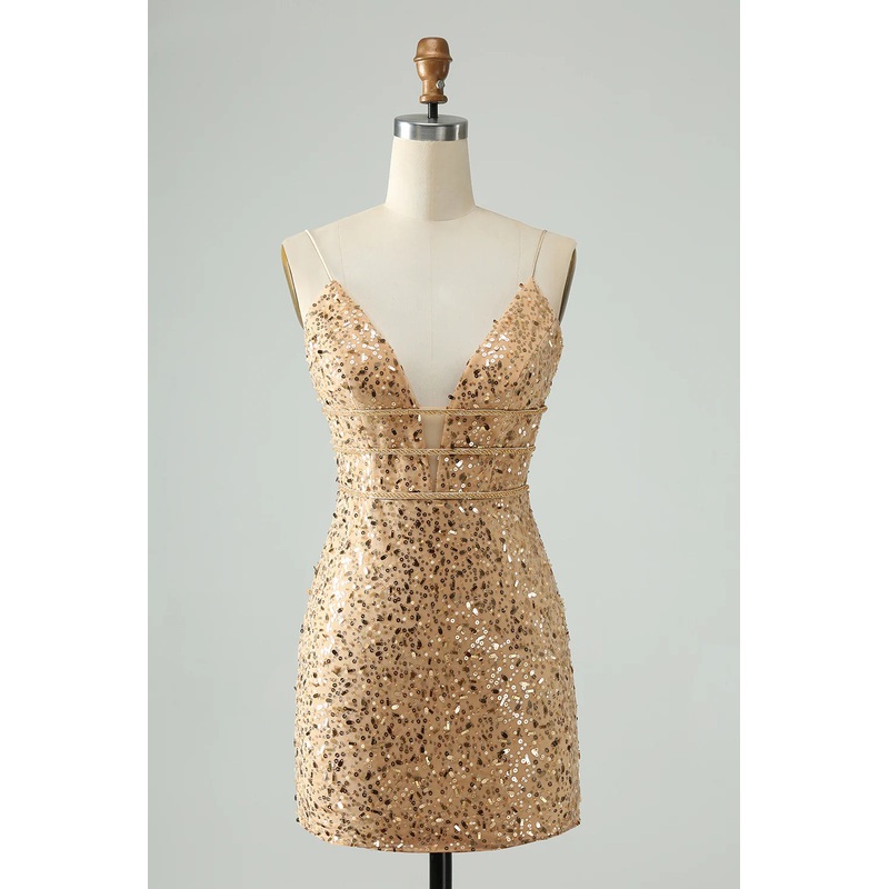 Aimishang Short Homecoming Dress Bodycon Spaghetti Straps Corset with Sequins