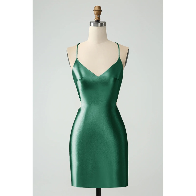 Aimishang Short Homecoming Dress Bodycon Spaghetti Straps Lace-up Back Fashionable and Beautiful