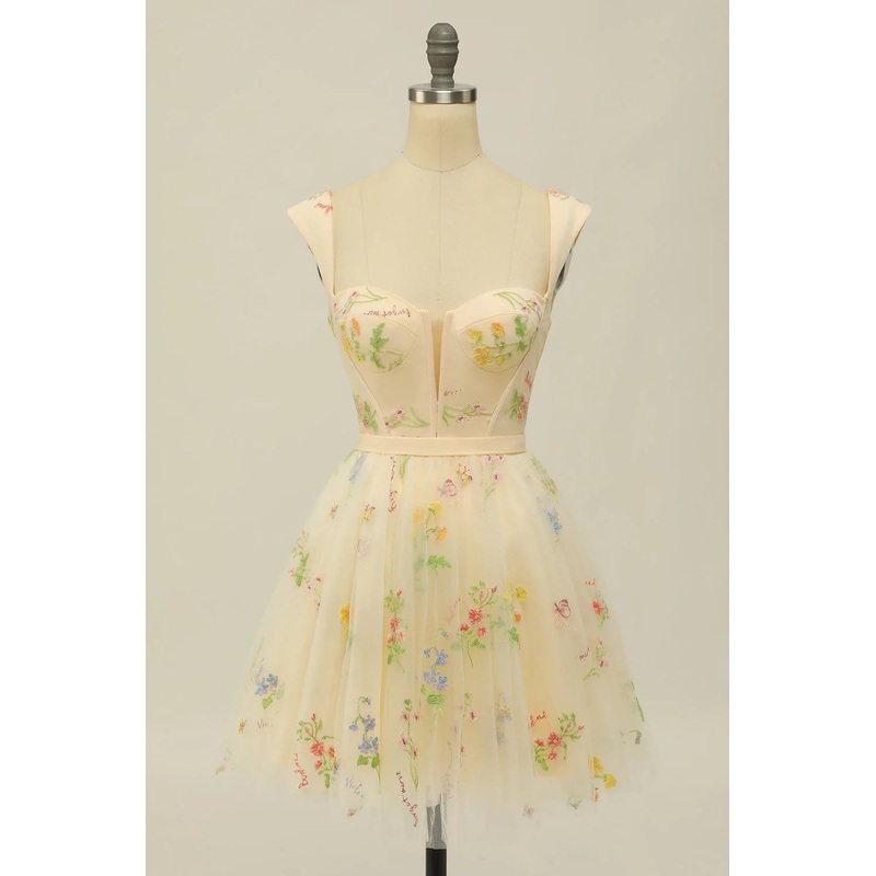 Aimishang A Line Short Homecoming Dress Cute Sweetheart Purple with Embroidery