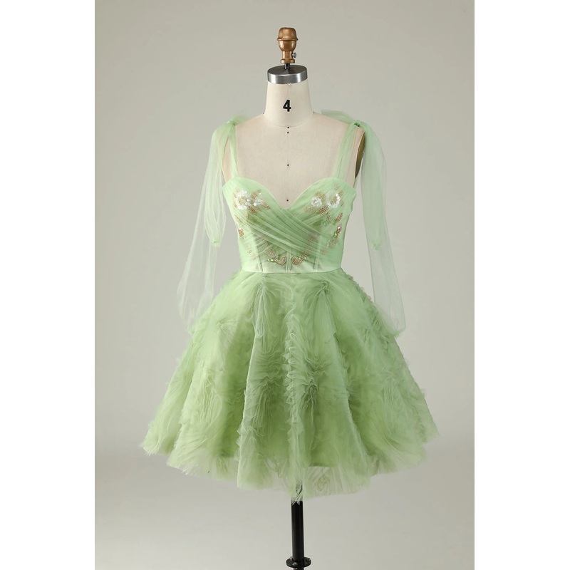 Aimishang A Line Sweetheart Green Short Homecoming Dress with Appliques Sequins