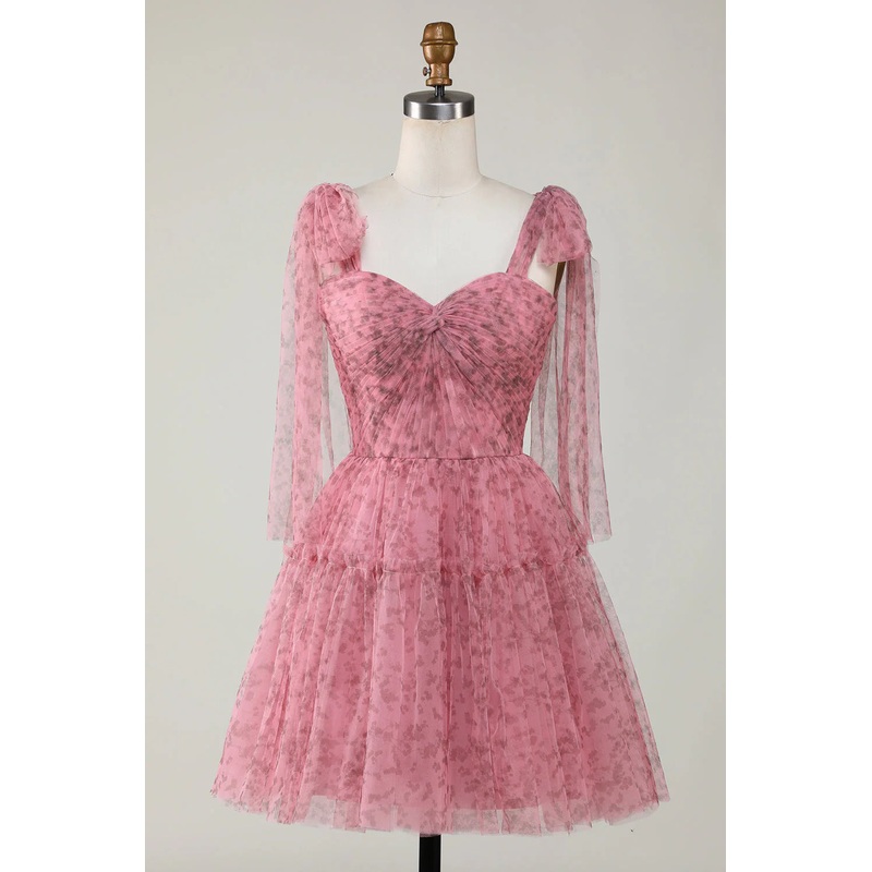 Aimishang Blush A-Line Evening Dress PrintedShort Tulle Homecoming Dress