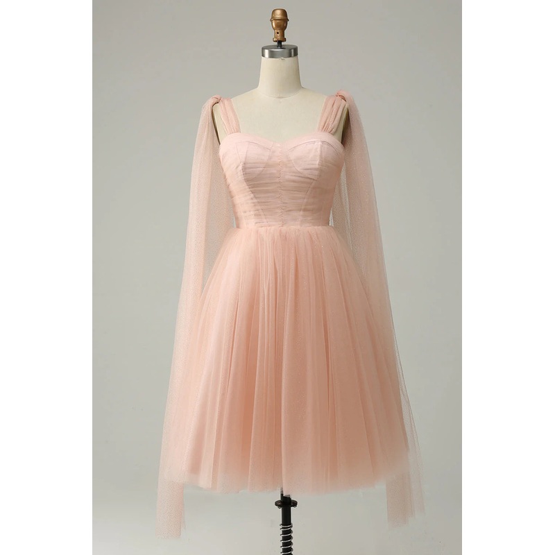 Aimishang Blush A Line Homecoming Dresses Sweetheart Wedding Party Mini Dress with Open Back