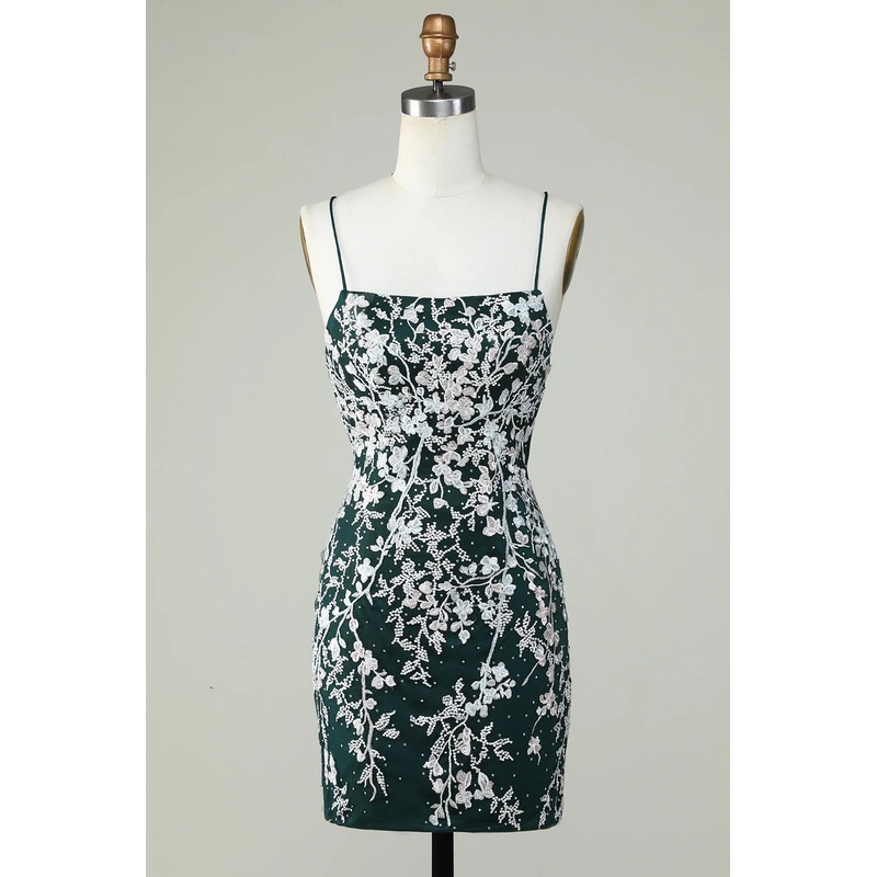 Aimishang Homecoming Dress Dark Green Bodycon Spaghetti Straps With Appliques