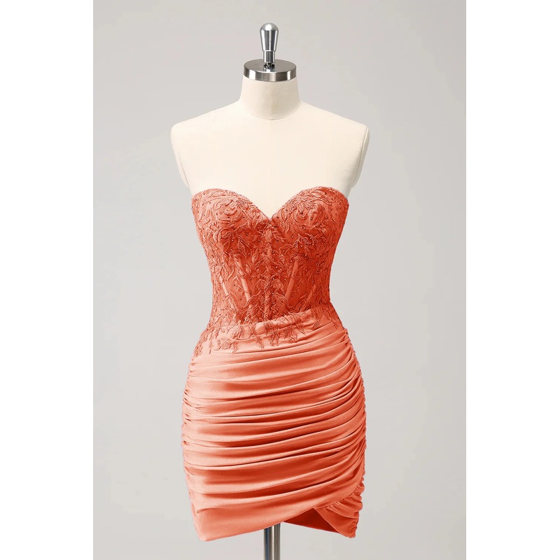 Aimishang Homecoming Dress Glitter Lilac Tight Sweetheart Corset Short Pleated with Beading