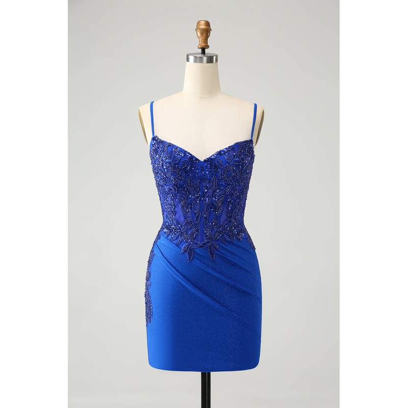 Aimishang Homecoming Dress Royal Blue Glitter Beading Corset Graduation Dresses