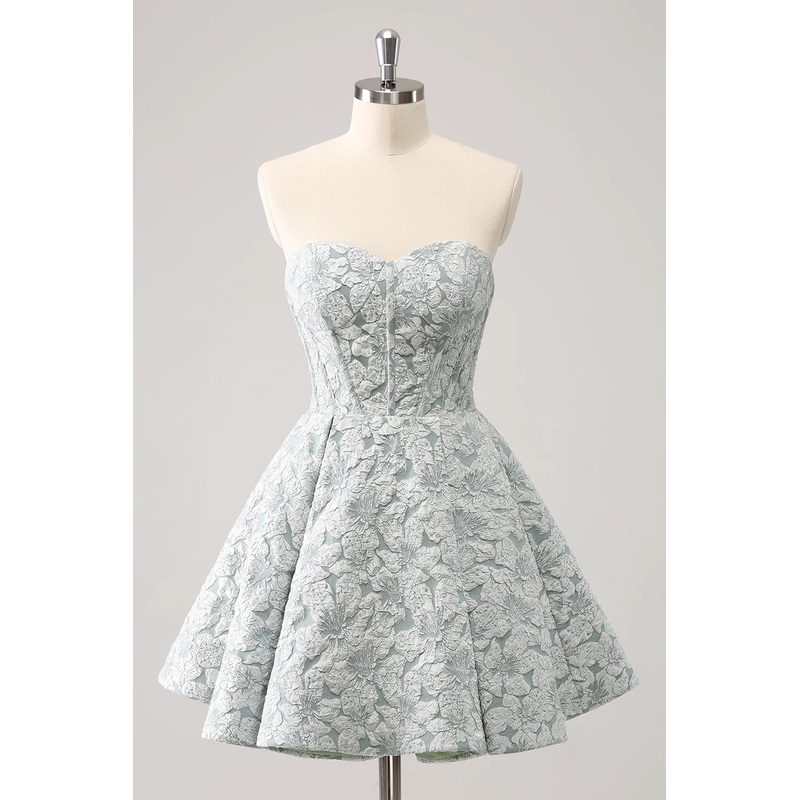 Aimishang Short Homecoming Dress Cute Grey Green A Line Sweetheart Corset