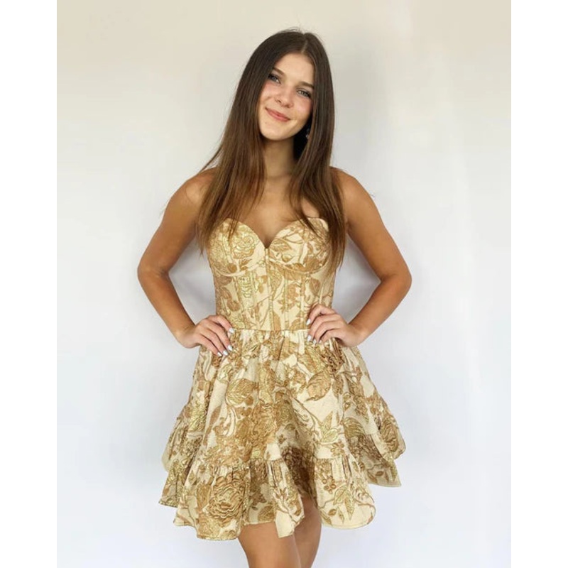 Aimishang A-Line Graduation Dresses Strapless Blue Satin Short Homecoming Dresses with Pockets