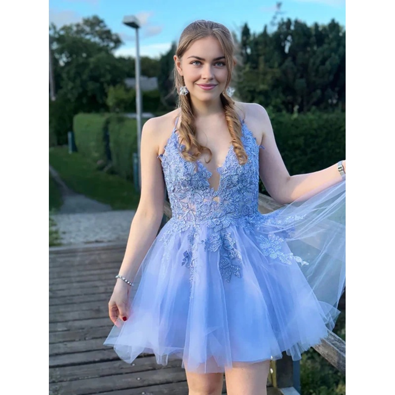 Aimishang Elegant A Line Graduation Dresses Applique BlushTulle Short Homecoming Dress