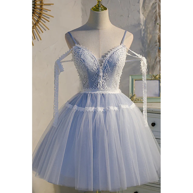Aimishang Elegant A Line Graduation Dresses Tulle Lace V Neck Homecoming Dress