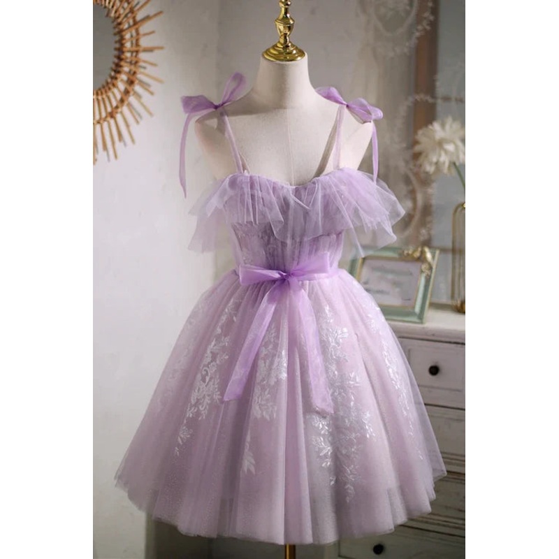 Aimishang Sweet Purple A-line Graduation Dresses Short Party Dress Homecoming Dress with Ribbon