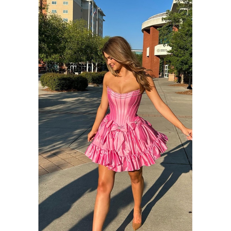 Aimishang Strapless Black A-line Short Party Dress with Bow Charming Homecoming Dress