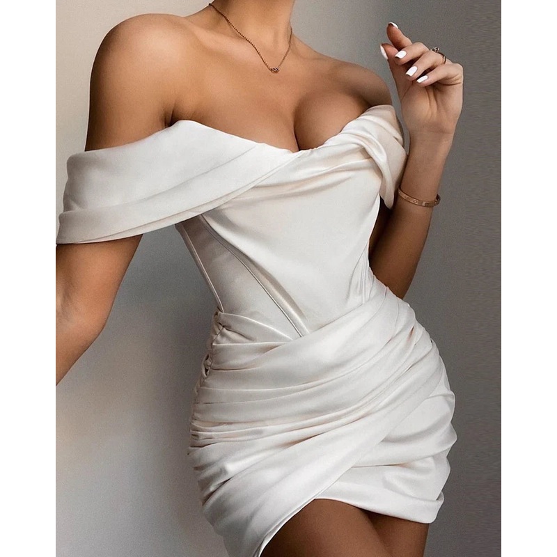 Off The Shoulder Satin Homecoming Dresses Mini Party Graduation Dress