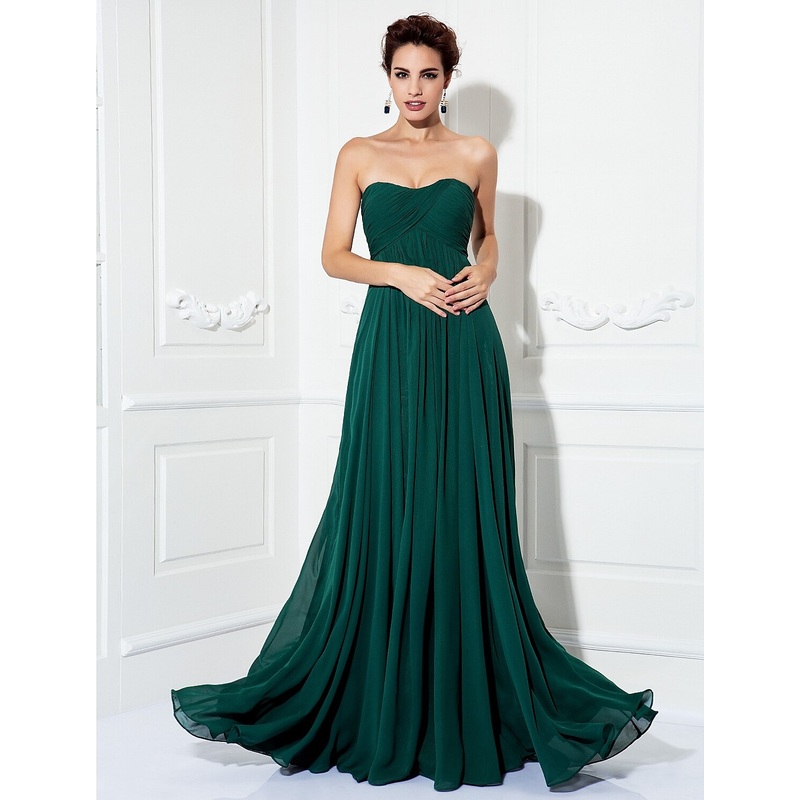 A-Line Minimalist Dress Wedding Guest Formal Evening Sweep / Brush Train Sleeveless Strapless Chiffon with Pleats Ruched