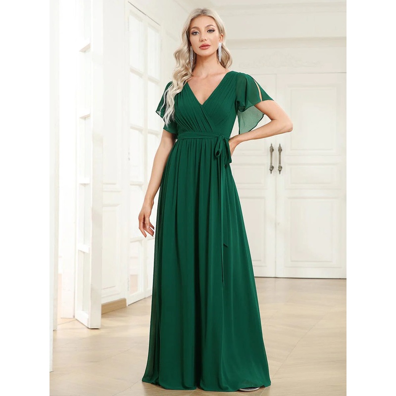 Chiffon bridesmaid dress in emerald green size wide