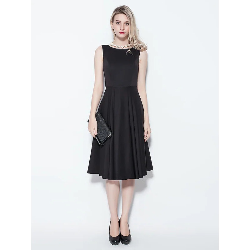 Ball Gown Dress Cocktail Party Knee Length Sleeveless Jewel Neck Cotton