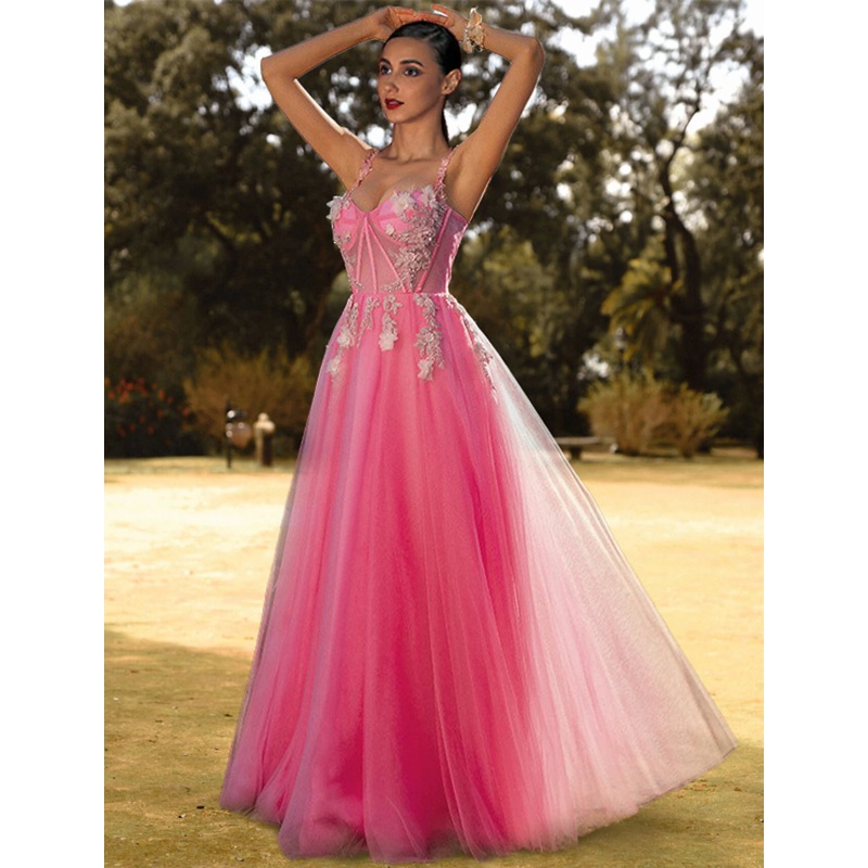 A-Line Corsets Puffy Prom Birthday Dress Sweetheart Neckline Sleeveless Floor Length Tulle with Appliques Pure Color