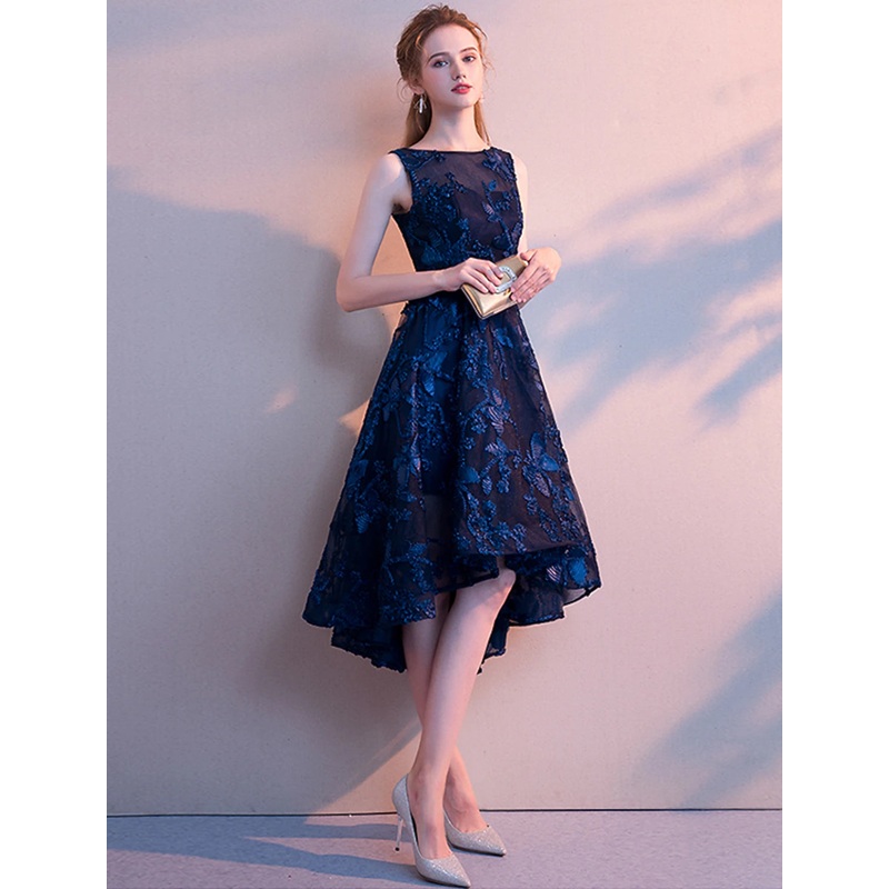 A-Line Cocktail Dresses Minimalist Dress Homecoming Asymmetrical Sleeveless Jewel Neck Tulle with Pleats Pattern / Print