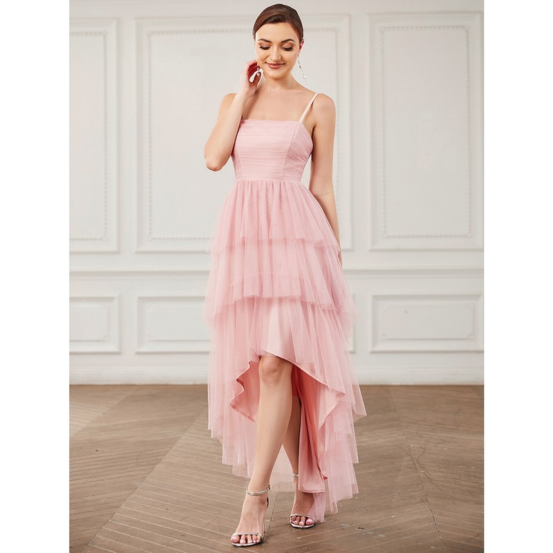 A-Line Party Dresses Vintage Dress Prom Knee Length Sleeveless Spaghetti Strap Tulle with Ruched
