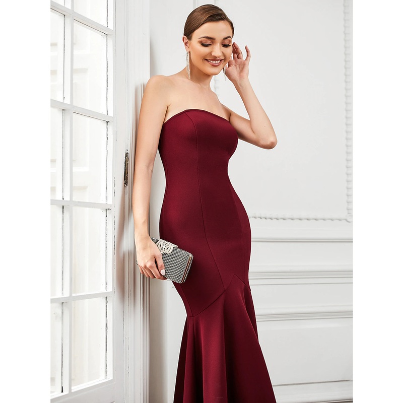 Mermaid / Trumpet Party Dresses Minimalist Dress Party Wear Wedding Guest Asymmetrical Sleeveless Strapless Polyester with Pleats