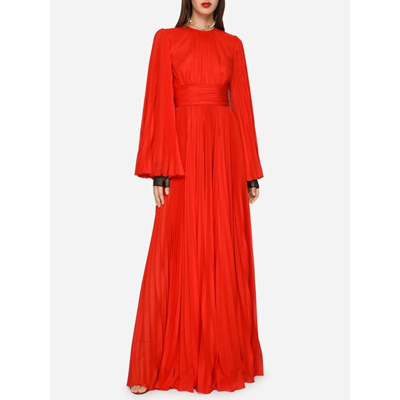 A-Line Evening Gown Elegant Dress Formal Christmas Floor Length Long Sleeve Jewel Neck Chiffon with Ruched