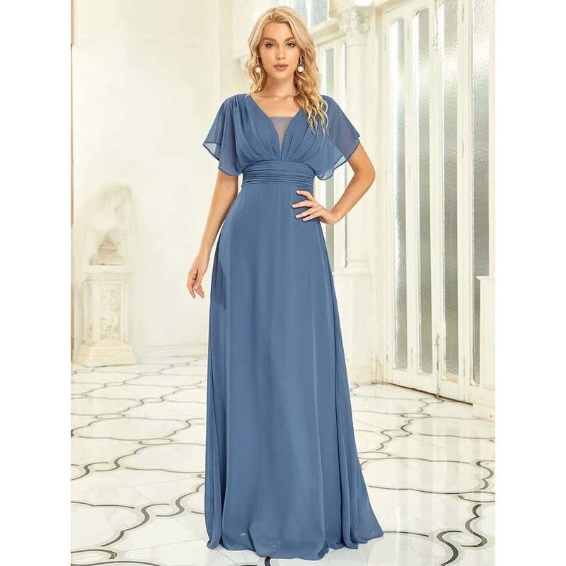 A-Line Empire Waist Chiffon Long Evening Party Dress