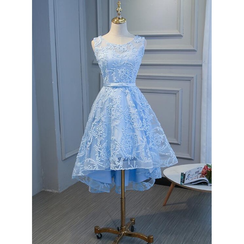 Blue High Low Fashionable Homecoming Dress, Cute Prom Dress