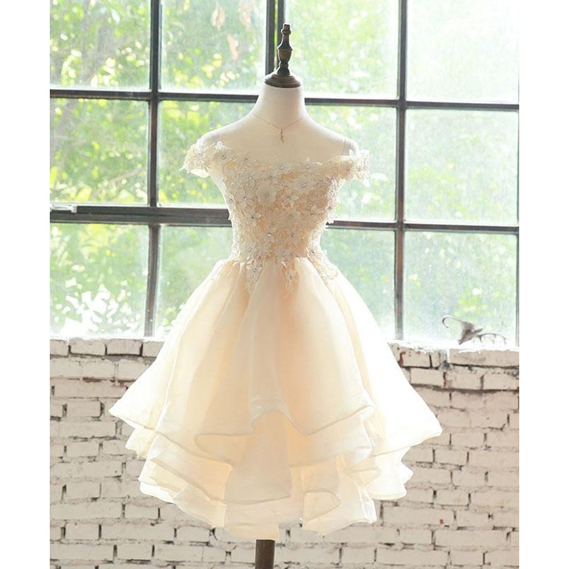 Lovely Flowers Organza Layers Short Party Dress, Cute Homecoming Dress Prom Dress