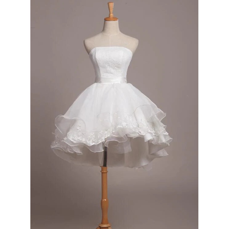 Lovely White Lace and Organza Short Graduation Dress Prom Dress Formal Dresses
