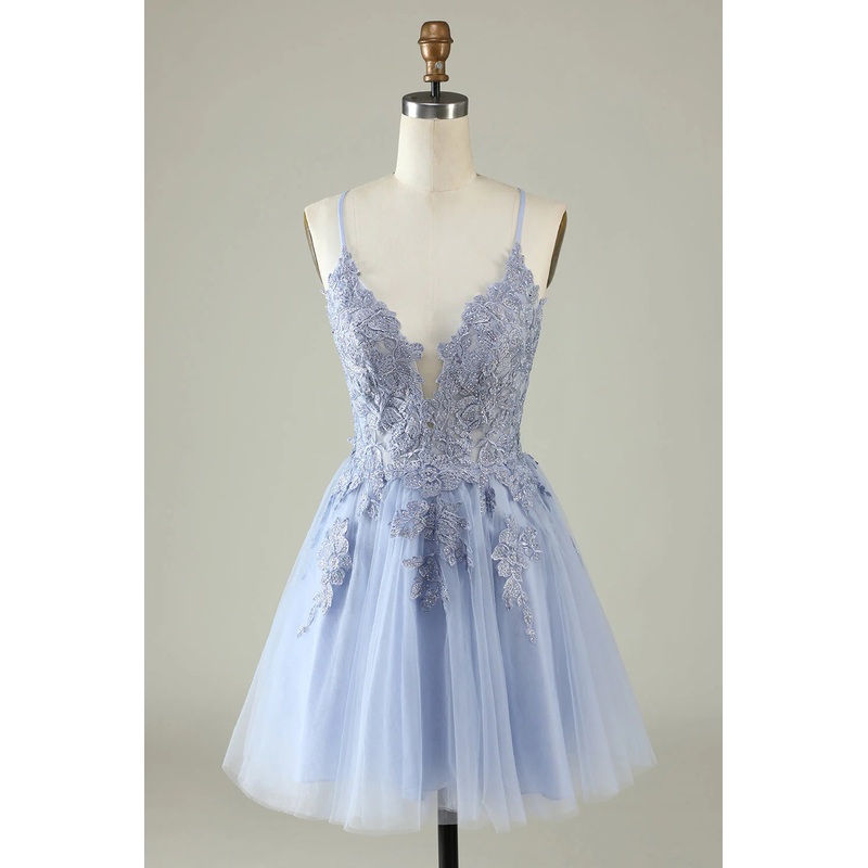 A Line Spaghetti Straps Homecoming Dress With Appliques